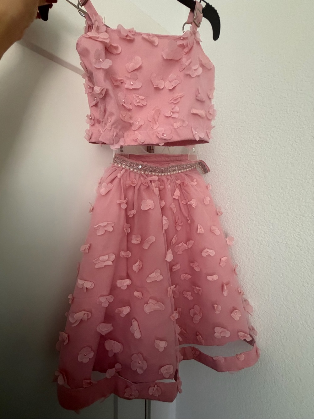 Girls Pink Two-Piece Floral Lehenga 4T